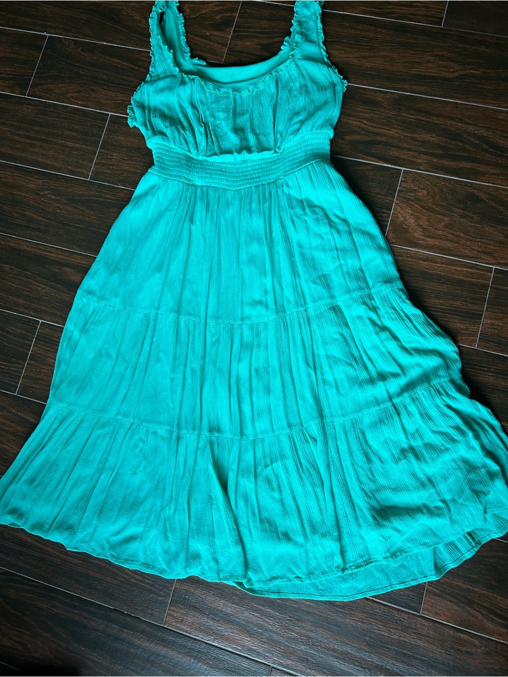 Torrid Teal Smocked Waist Ruffle Strap Tiered Maxi Dress 1X